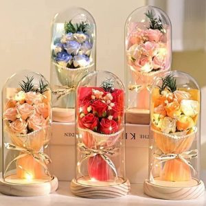 6 CUPULAS RAMO DE ROSAS COLORES