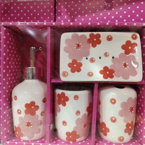 SET BAÑO CERÁMICA ROSA