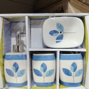 SET BAÑO CERÁMICA HOJAS